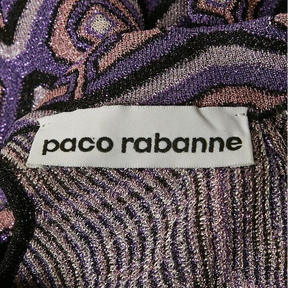 Paco Rabanne Purple Lurex Jacquard Knit Long Dress S - Picture 5 of 7